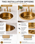 Hammered Unlacquered Brass Round Bar Sink