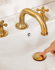 Brass Sink Faucet Widespread Bathroom Faucet Lever Handles Unlacquered Brass