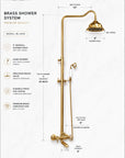 Unlacquered Brass Delta Vintage Shower