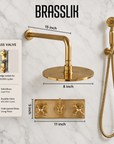Handcrafted unlacquered brass Oasis shower set