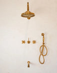 Santorini shower set in unlacquered brass