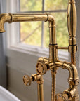 Lewistown Tub Filler with Hand Shower – Unlacquered Brass