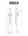 Lewistown Tub Filler with Hand Shower – Unlacquered Brass