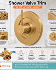 Brass Wall Mount 8 Inch Rainfall Round Shower Faucet with Rough-in Valve and Trim Kit (1.8GPM)
