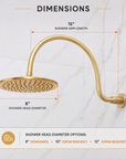 Brass Wall Mount 8 Inch Rainfall Round Shower Faucet with Rough-in Valve and Trim Kit (1.8GPM)