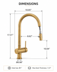 Brewster Pull Down Faucet - Unlacquered Brass