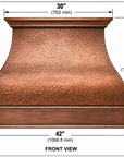 Custom hammered copper range hood made to the client’s requested dimensions