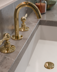 Unlacquered Brass Bathroom Faucet, 3 Holes Deck Mount Faucet