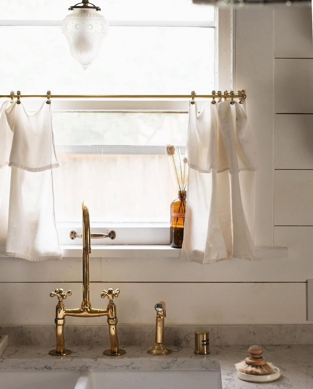 Unlacquered Brass Kitchen Bridge Faucet - 6” Core