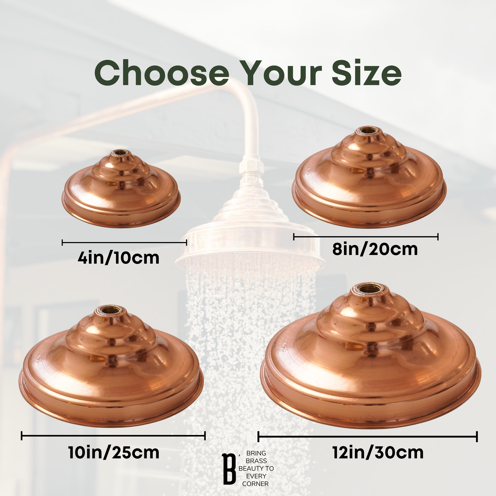 Unlacquered Copper Showerhead, Indoor & Outdoor Use