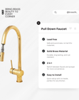 Unlacquered Solid Brass Pull Down Kitchen Faucet