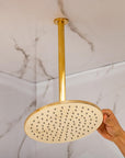 Unlacquered Brass Shower System – Dual Rain Shower with Ceiling Head & Handheld Set