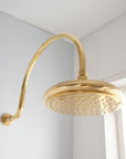 Al Sultan unlacquered brass rain shower for a clean, reliable shower setup