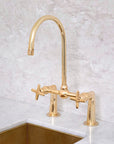 Solid brass Steed bridge kitchen faucet with high-arc spout