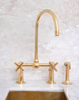 Steed high-arc brass bridge faucet for kitchen sinks by Brasslik