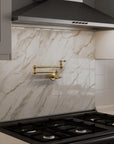 Brass kitchen pot filler faucet by Brasslik for stovetop water access