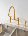 Brasslik brass side sprayer for kitchen sink, handcrafted unlacquered brass
