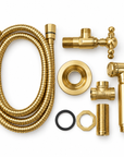 Kitchen faucet side sprayer in solid unlacquered brass