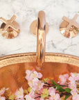Handcrafted copper finish brass faucet for bathroom sinks