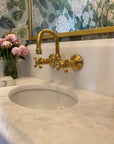 Unlacquered brass wall mounted faucet, Da Frico style
