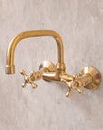 Wall mounted Da Frico style brass faucet for sinks