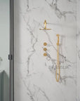 Eden shower set in natural unlacquered brass finish