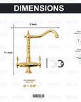 Solid Brass Single Hole Bar Sink Faucet with Dual Handles – Unlacquered Brass