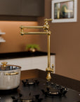 Unlacquered Brass Pot Filler Faucet, Standing Brass Pot Filler