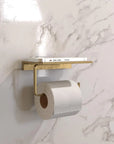 Unlacquered Brass Toilet Roll Holder, Storage Bathroom Decor