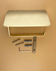 Unlacquered Brass Toilet Roll Holder, Storage Bathroom Decor