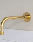 8 Inch Unlacquered Brass Tub Spout, Wall Mounted, Non Diverter or Valve