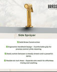 Unlacquered Brass Bridge Kitchen Faucet with Side Sprayer and Drinking Water Tap