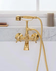 Unlacquered Solid Brass Telephone Tub Filler with Handheld, Deck & Wall Mounted