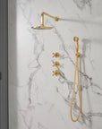 Eden Unlacquered Brass Shower Set With Valve