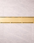 Casada Unlacquered Brass Linear Shower Drain – Tile Insert Bathroom Floor Drain, 12” & 24”