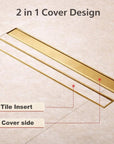 Casada Unlacquered Brass Linear Shower Drain – Tile Insert Bathroom Floor Drain, 12” & 24”