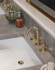 Unlacquered Brass Bathroom Faucet, 3 Holes Deck Mount Faucet