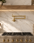 Sartinia brass kitchen pot filler in unlacquered finish