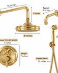 Solid brass Shawnee shower combo by Brasslik
