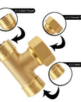 Solid brass T connector, 1/2 inch PEX plumbing fitting
