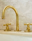 Handcrafted solid brass 3-hole bathroom faucet