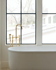 Handcrafted freestanding brass bathtub faucet by Brasslik