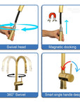 Handcrafted brass pull down kitchen faucet