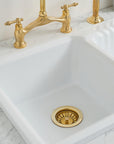 Handcrafted brass kitchen sink strainer with stopper