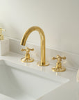 Unlacquered brass three holes bath faucet