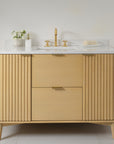 Solid brass three hole bathroom sink faucet
