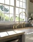 Unlacquered brass Victorian kitchen faucet with strainer option