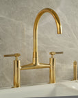 Vintara unlacquered brass kitchen faucet with sprayer