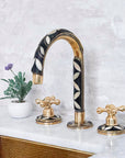 Brasslik wood and brass bathroom faucet, deck mounted