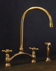 Engraved V-Style Brass Bridge Faucet